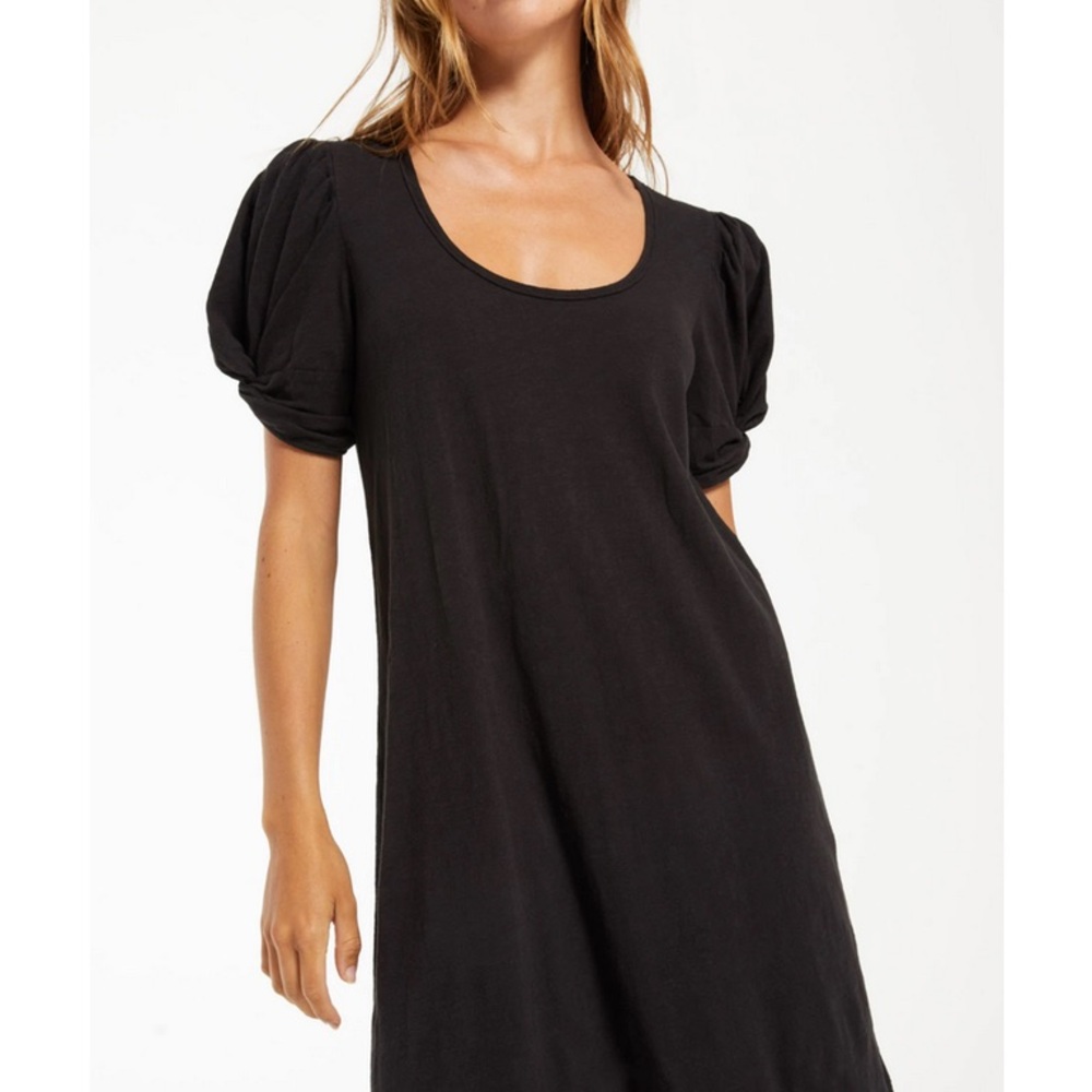 Z Supply Black Casual Puff Sleeve Mini Dress - Picture 1 of 5
